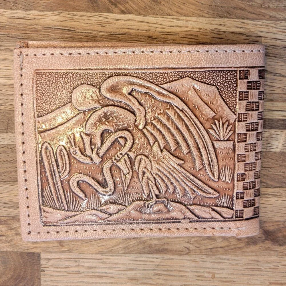 Hand Tooled Leather Bifold Wallet “Mexico” Personalized “Ralph”